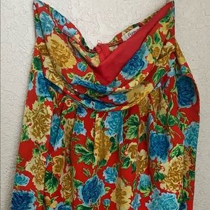 Vintage Forever21 Tropical Dress-Floral Print Tie-Back Dress